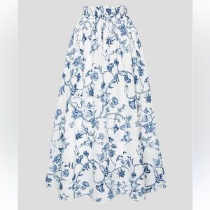NWT Scarlet Darkness blue and white floral elastic waist midi skirt